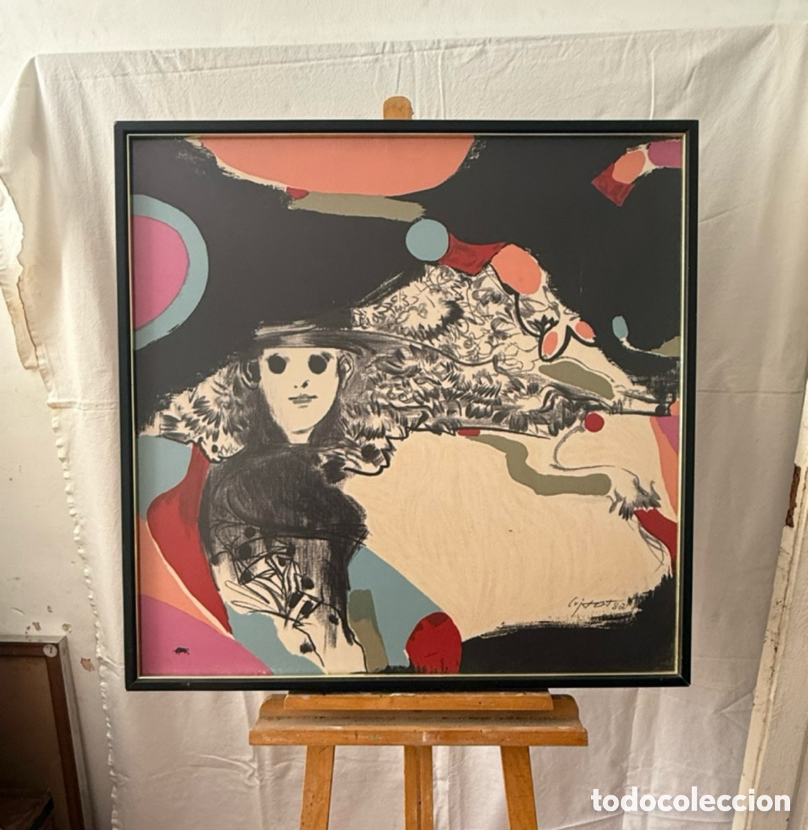 Art: Serigraf&iacute;a de Modest Cuixart 1982 serie Dama Hor&oacute;scopo Tauro 80x80 cm firmada.