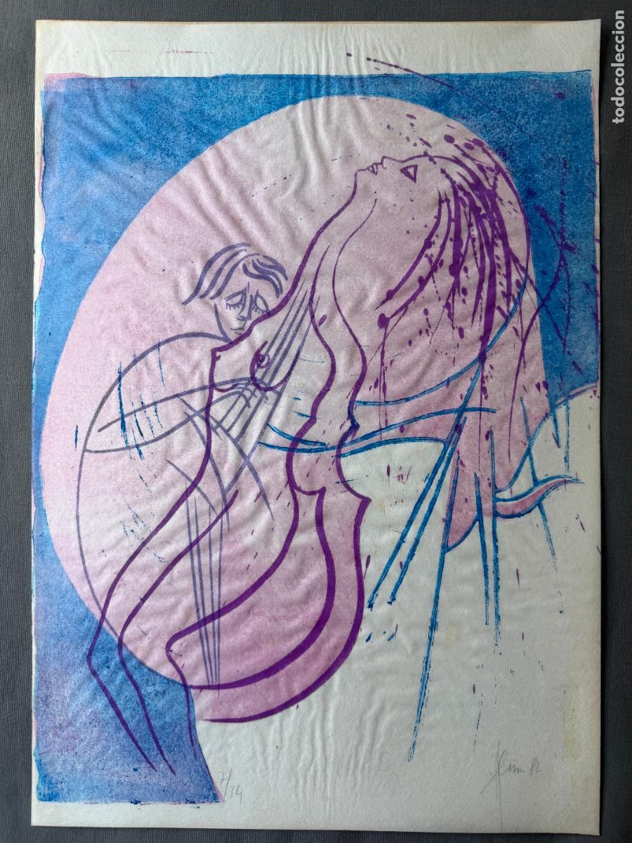 Arte: serigraf&iacute;a firmada , de tema m&uacute;sica . a&ntilde;o 1982
