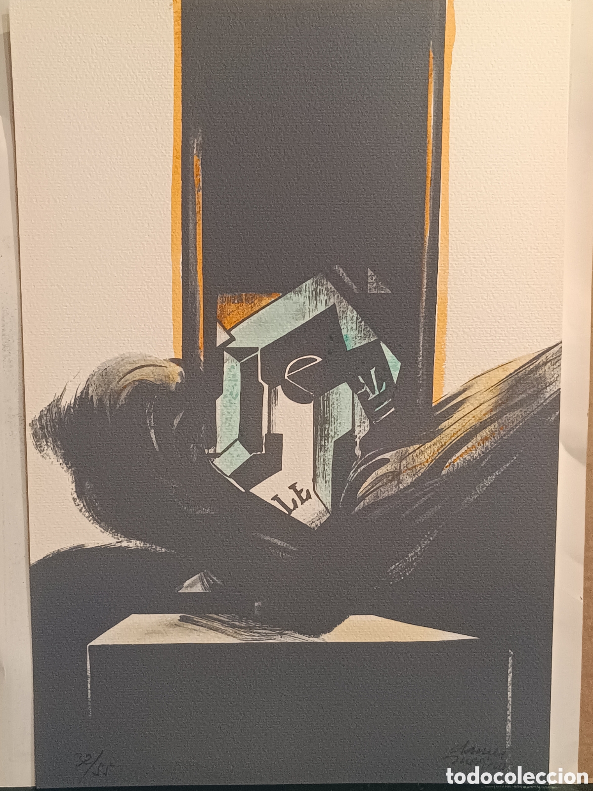 Arte: DANIEL MERINO (1941-2011) SERIGRAF&Iacute;A ORIGINAL REALZADA A MANO FIRMADA 32/55 HOMENAJE A JUAN GRIS