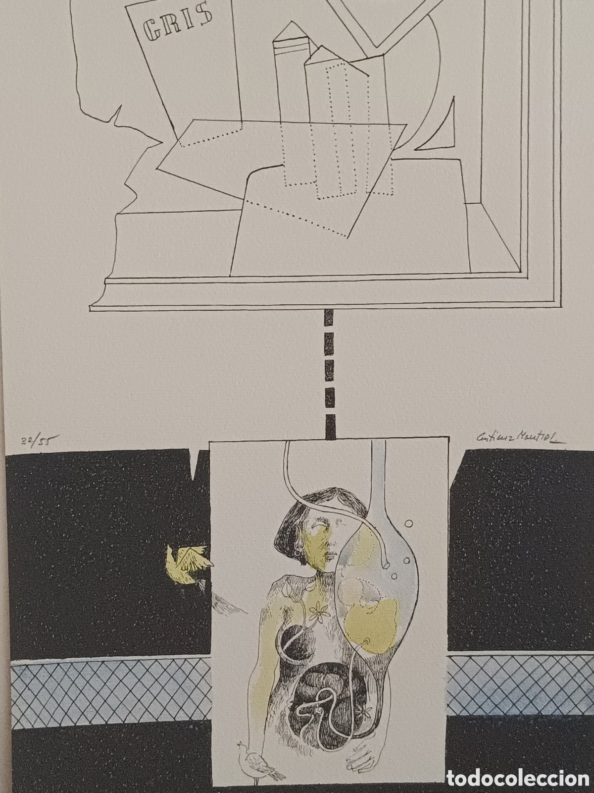 Arte: GUTIERREZ MONTIEL (1934-2008) SERIGRAF&Iacute;A ORIGINAL REALZADA A MANO FIRMADA 32/55 SERIE JUAN GRIS