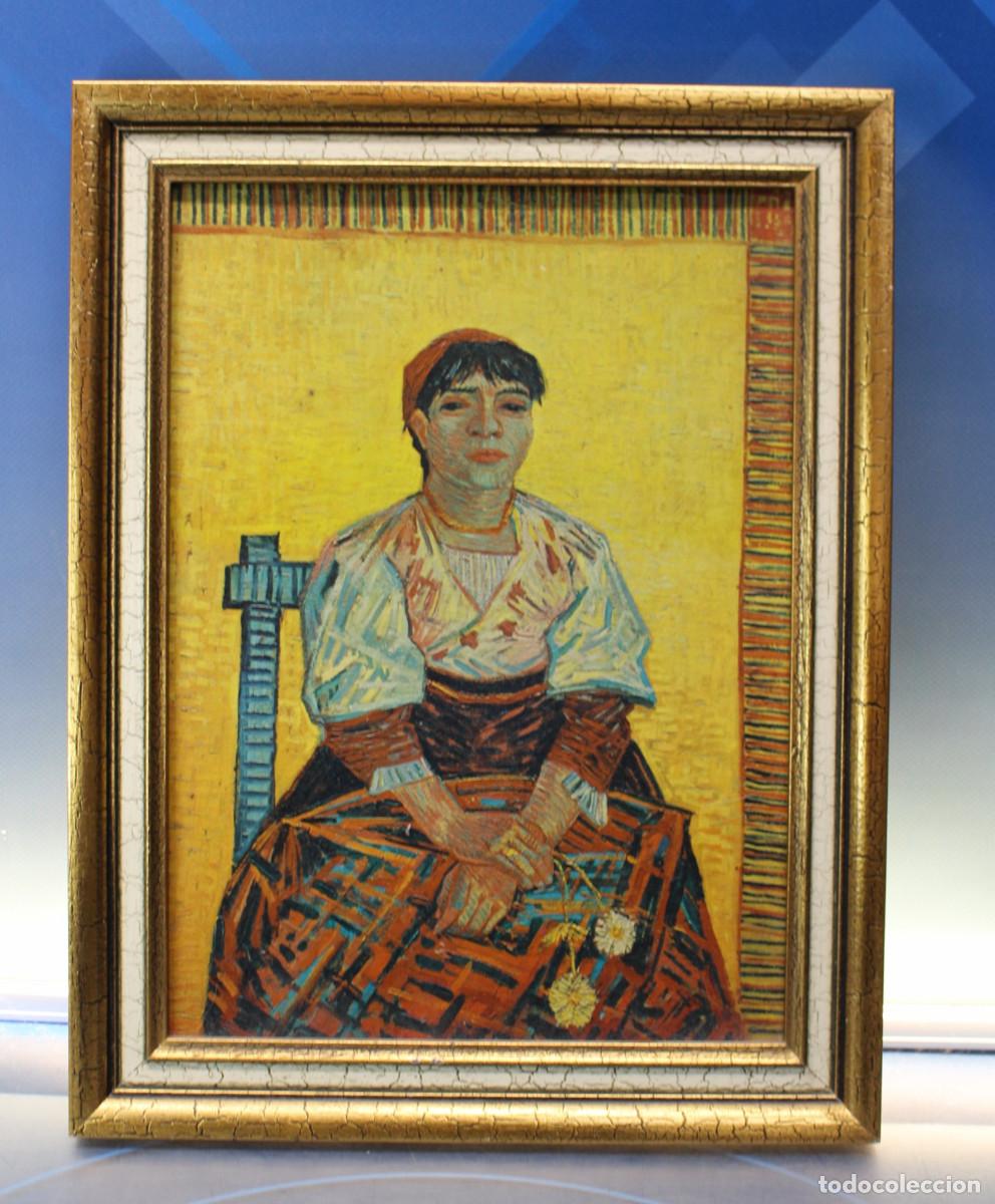 Arte: &rdquo;La Italiana&rdquo; de Vincent van Gogh. Serigraf&iacute;a barnizada sobre tabla en marco de madera dorada.