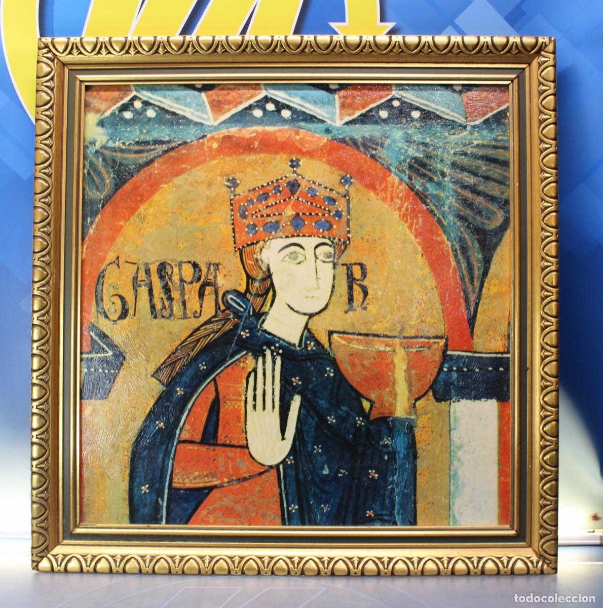 Arte: &rdquo;Los Reyes Magos, Gaspar&rdquo; pintura rom&aacute;nica s.XII. Serigraf&iacute;a.