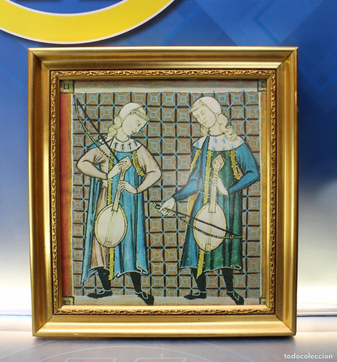 Arte: Detalle &rdquo;Las Cantigas de Santa Mar&iacute;a, de Alfonso X el Sabio&rdquo; pintura rom&aacute;nica s.XII. Serigraf&iacute;a