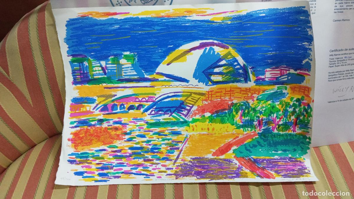 Arte: serigrafia original de willy ramos con certificado - valencia . ciudad de las artes y las ciencias