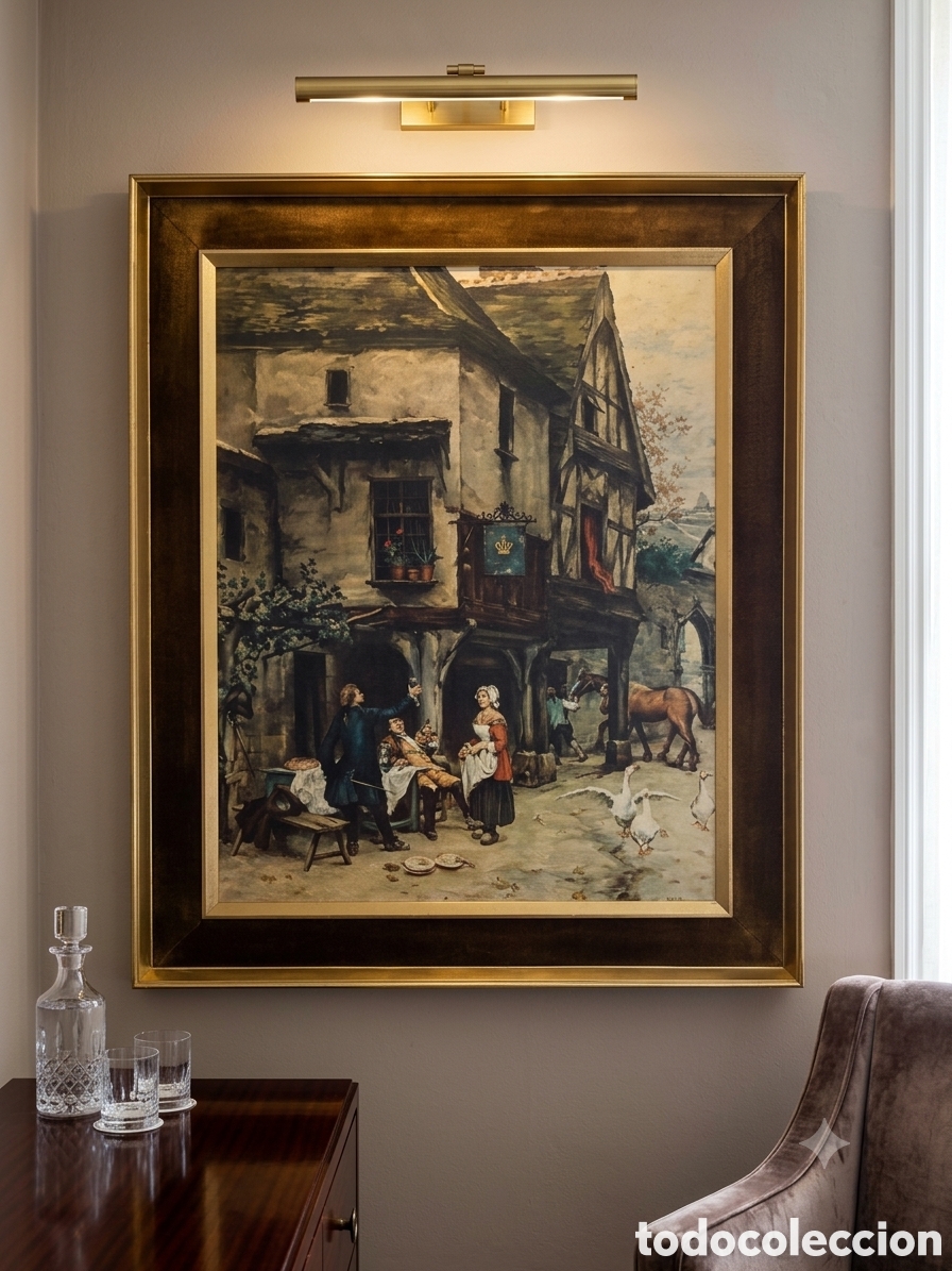 Arte: Escena de Posada &ndash; Serigraf&iacute;a Costumbrista con Enmarcado Actualizado&nbsp;&nbsp;