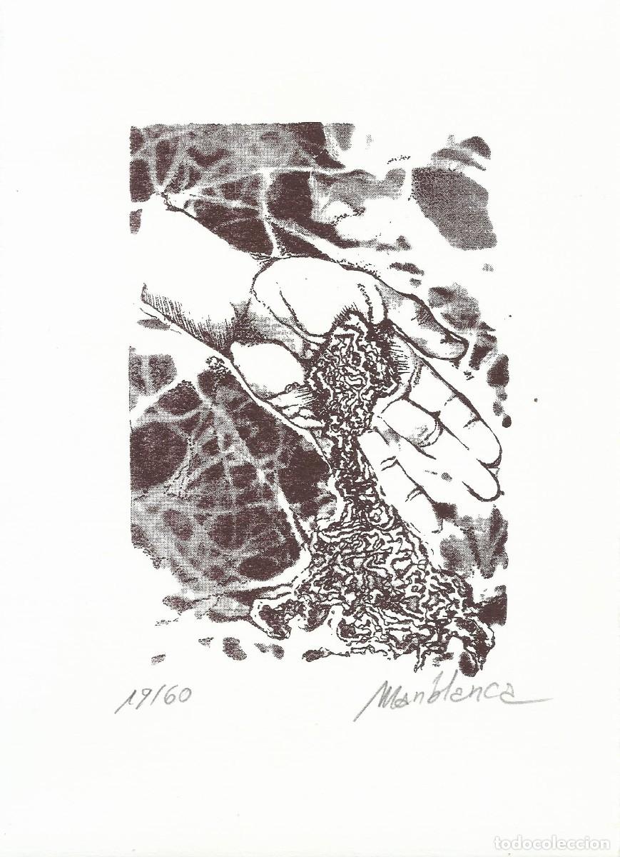 Arte: Pilar D&iacute;az-Mariblanca. Serigraf&iacute;a &rdquo;Mano y arena&rdquo;. Firmada a mano. 1994. Numerada 19/60. 25x18 cm.