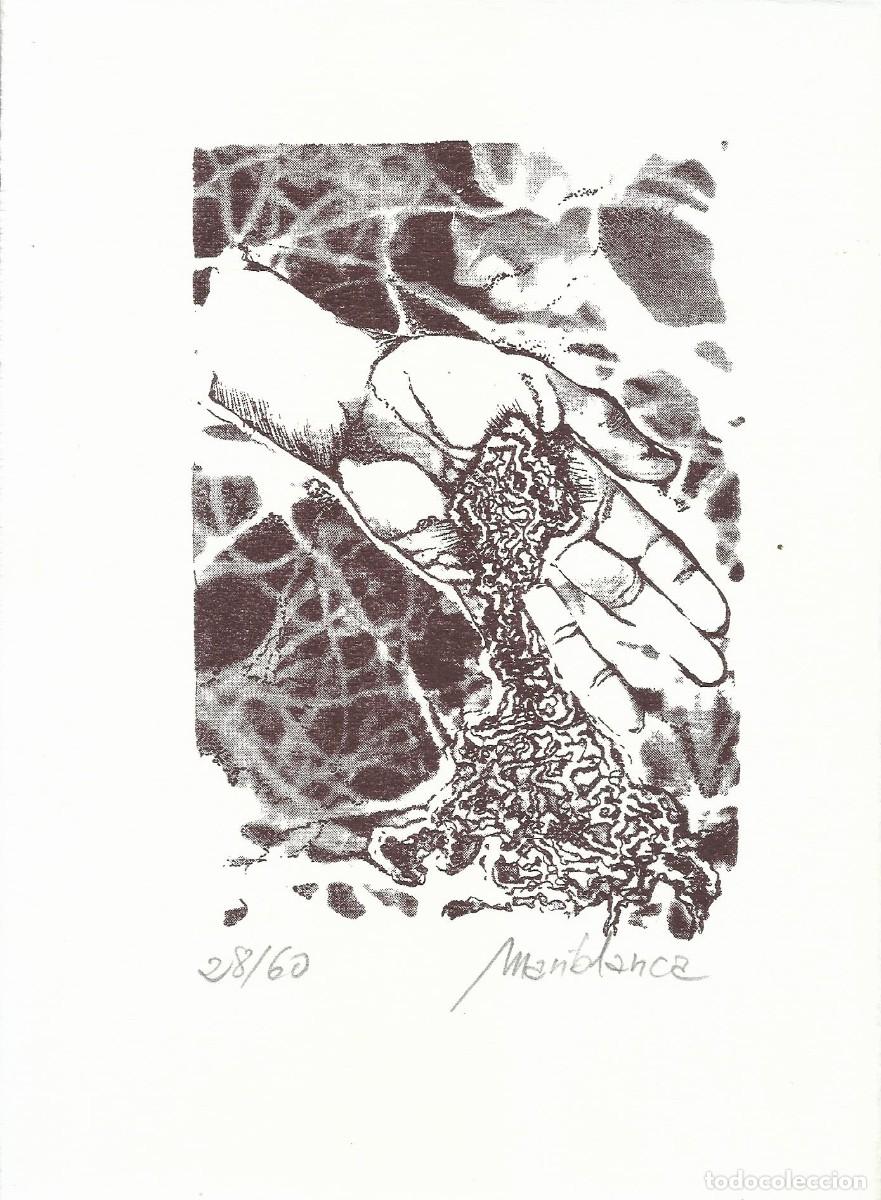 Arte: Pilar D&iacute;az-Mariblanca. Serigraf&iacute;a &rdquo;Mano y arena&rdquo;. Firmada a mano. 1994. Numerada 28/60. 25x18 cm.