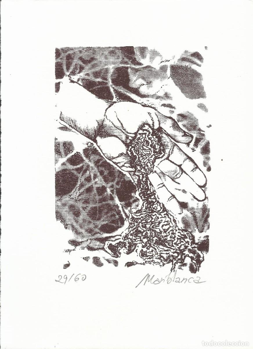 Art: Pilar D&iacute;az-Mariblanca. Serigraf&iacute;a &rdquo;Mano y arena&rdquo;. Firmada a mano. 1994. Numerada 29/60. 25x18 cm.