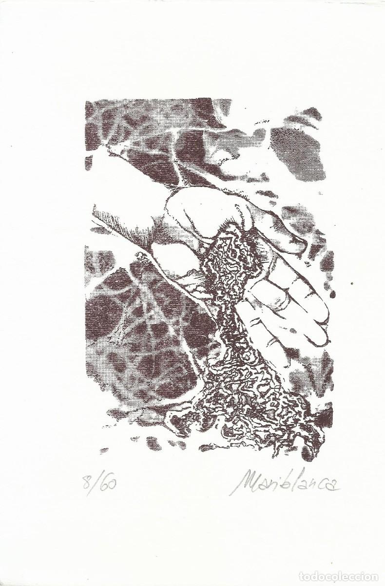 Arte: Pilar D&iacute;az-Mariblanca. Serigraf&iacute;a &rdquo;Mano y arena&rdquo;. Firmada a mano. 1994. Numerada 8/60. 25x18 cm.