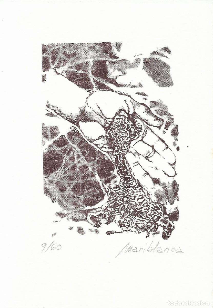 Arte: Pilar D&iacute;az-Mariblanca. Serigraf&iacute;a &rdquo;Mano y arena&rdquo;. Firmada a mano. 1994. Numerada 9/60. 25x18 cm.