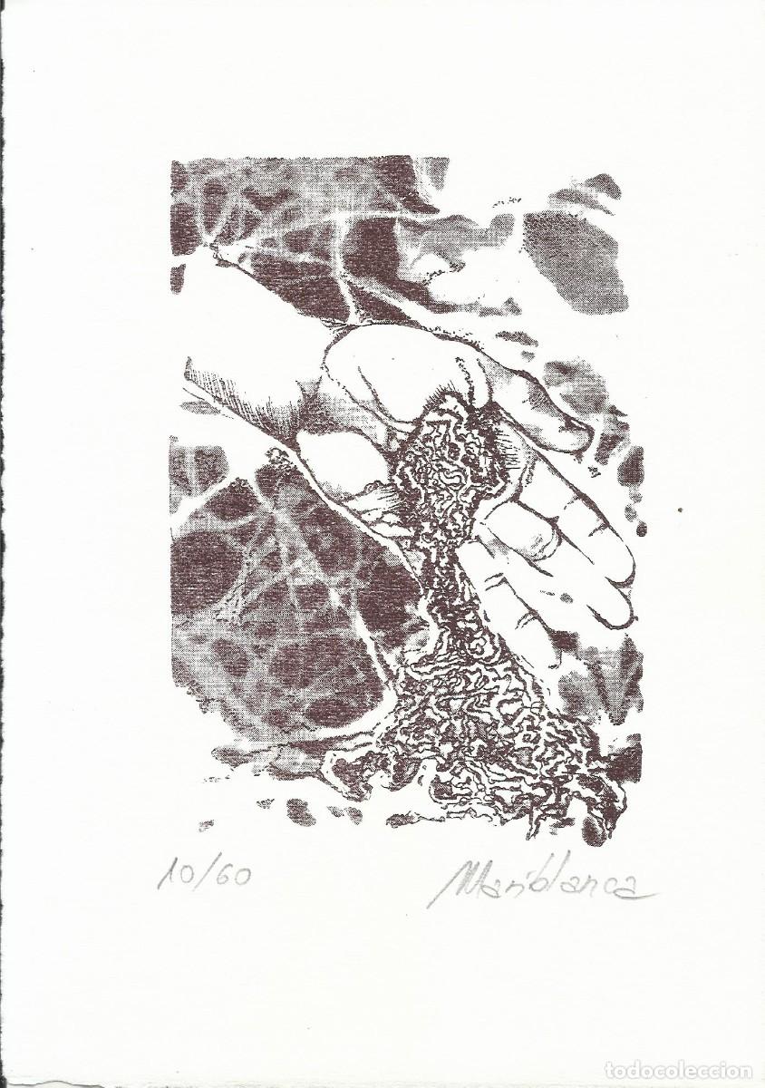 Art: Pilar D&iacute;az-Mariblanca. Serigraf&iacute;a &rdquo;Mano y arena&rdquo;. Firmada a mano. 1994. Numerada 10/60. 25x18 cm.