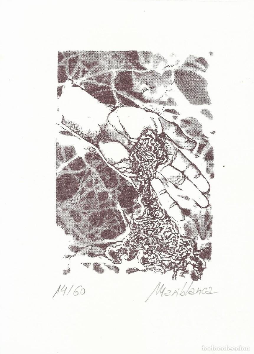 Arte: Pilar D&iacute;az-Mariblanca. Serigraf&iacute;a &rdquo;Mano y arena&rdquo;. Firmada a mano. 1994. Numerada 14/60. 25x18 cm.