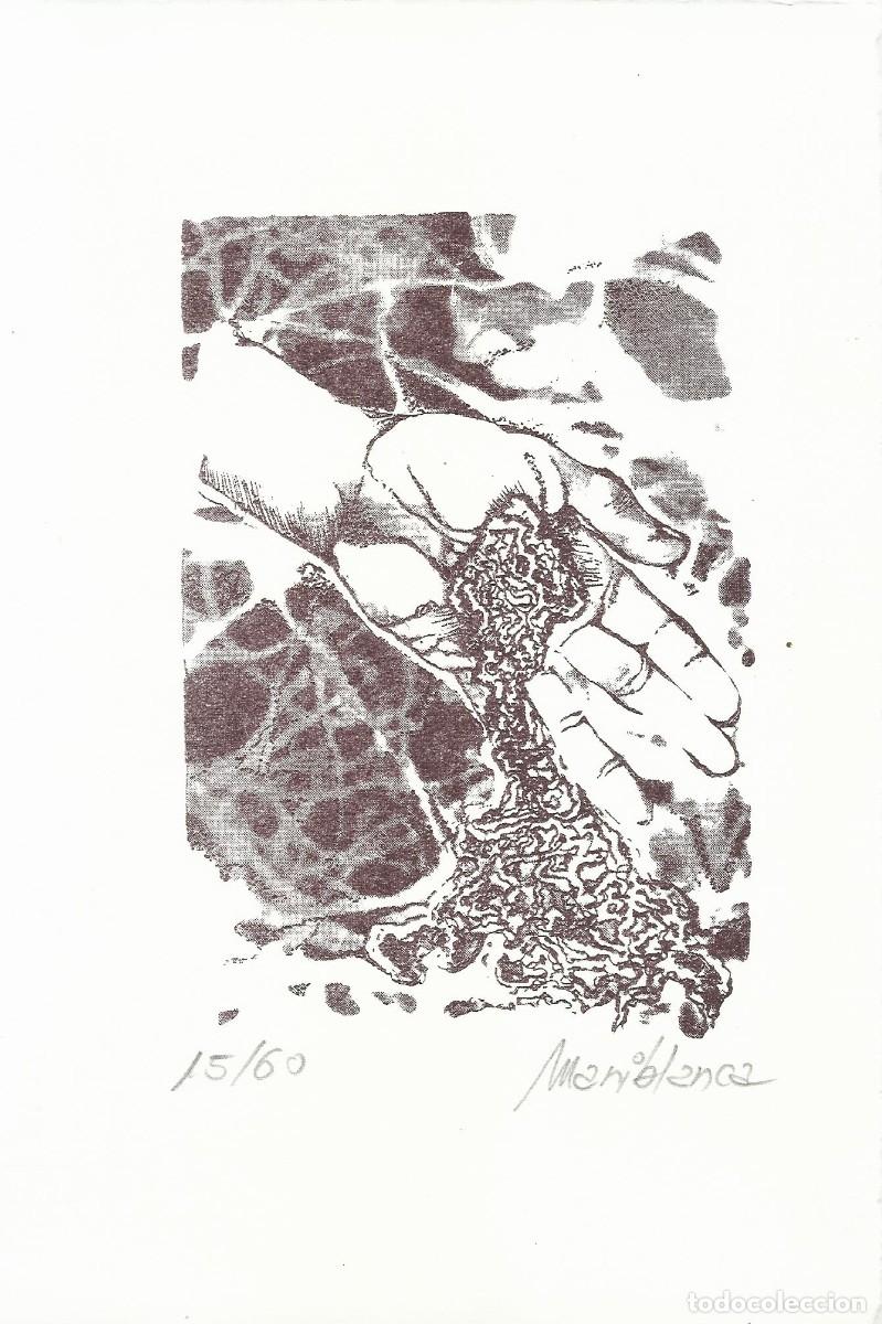 Arte: Pilar D&iacute;az-Mariblanca. Serigraf&iacute;a &rdquo;Mano y arena&rdquo;. Firmada a mano. 1994. Numerada 15/60. 25x18 cm.