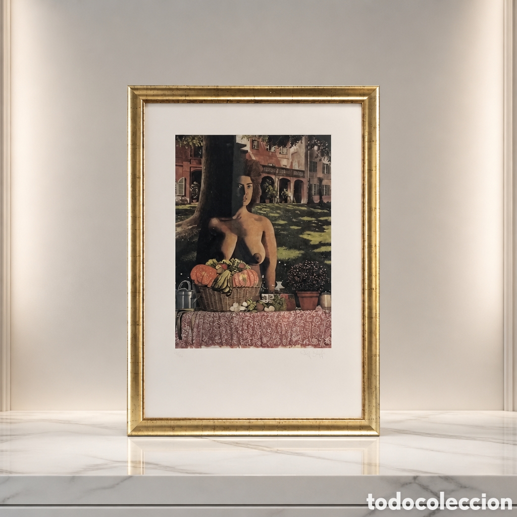 Arte: WOLF-DIETER K&Ouml;PFER.ALEMANIA.SERIGRAFIA FIRMADA Y NUMERADA .TITULO&rdquo; MUJER CON FRUTAS&rdquo;.MARCO 65&times;45 CM