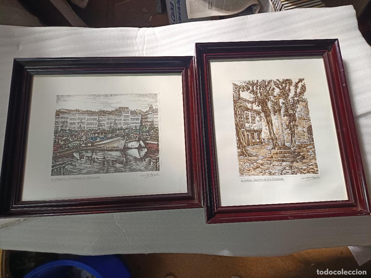 Arte: 2 SERIGRAFIAS FIRMADAS JOSE RAMON IGLESIAS RIVERA, LA CORU&Ntilde;A (1939-2016) P. STA, BARBARA Y DARSENA