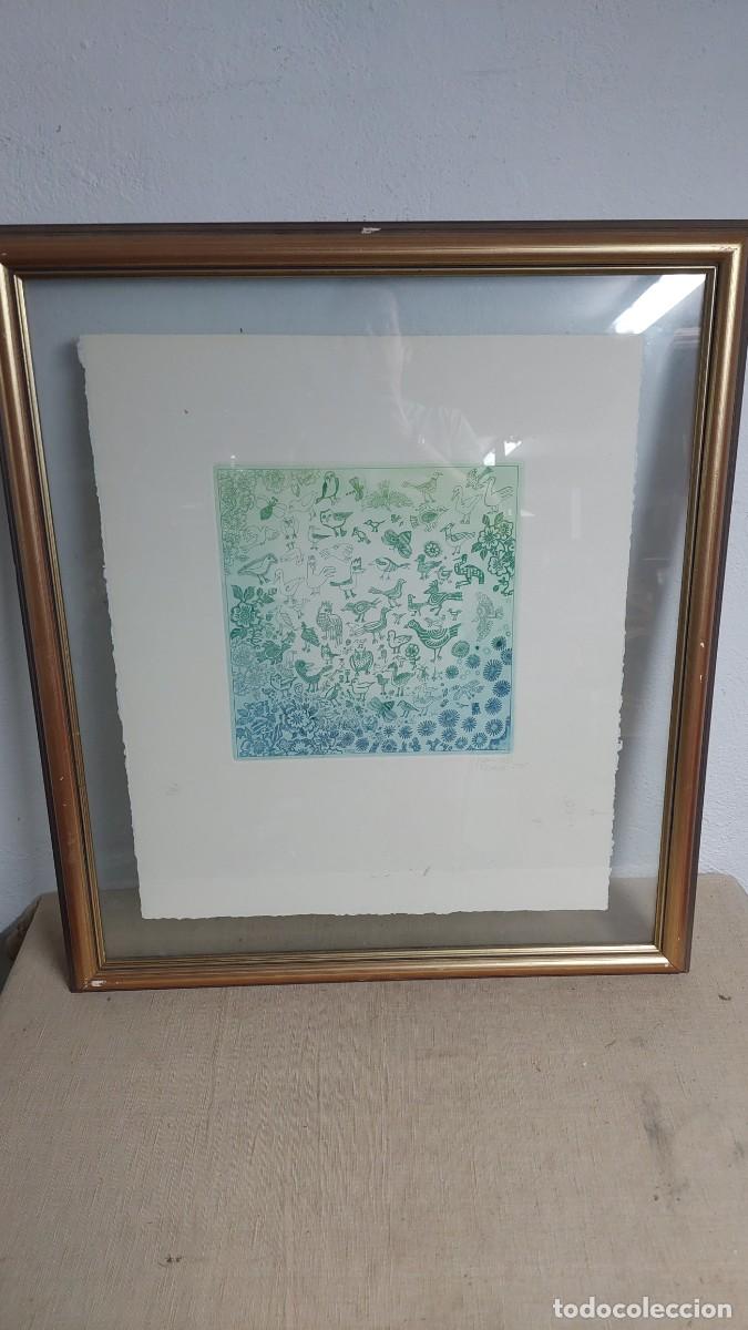 Arte: Serigraf&iacute;a firmada por Juan Romero dedicada a animales y flora 1985
