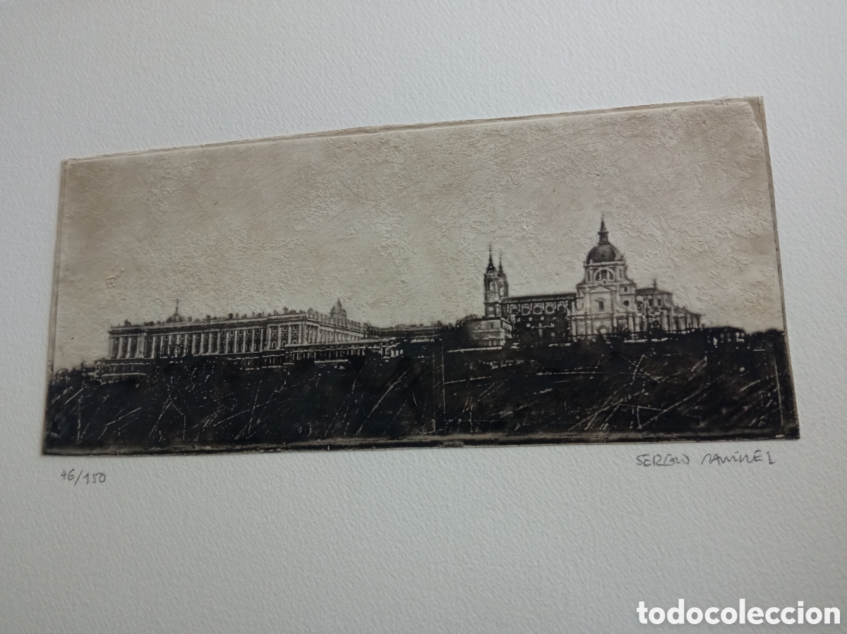 Arte: Palacio Real y Catedral, Magn&iacute;fica serigrafia de Sergio Ram&iacute;rez, firmado y numerado a l&aacute;piz
