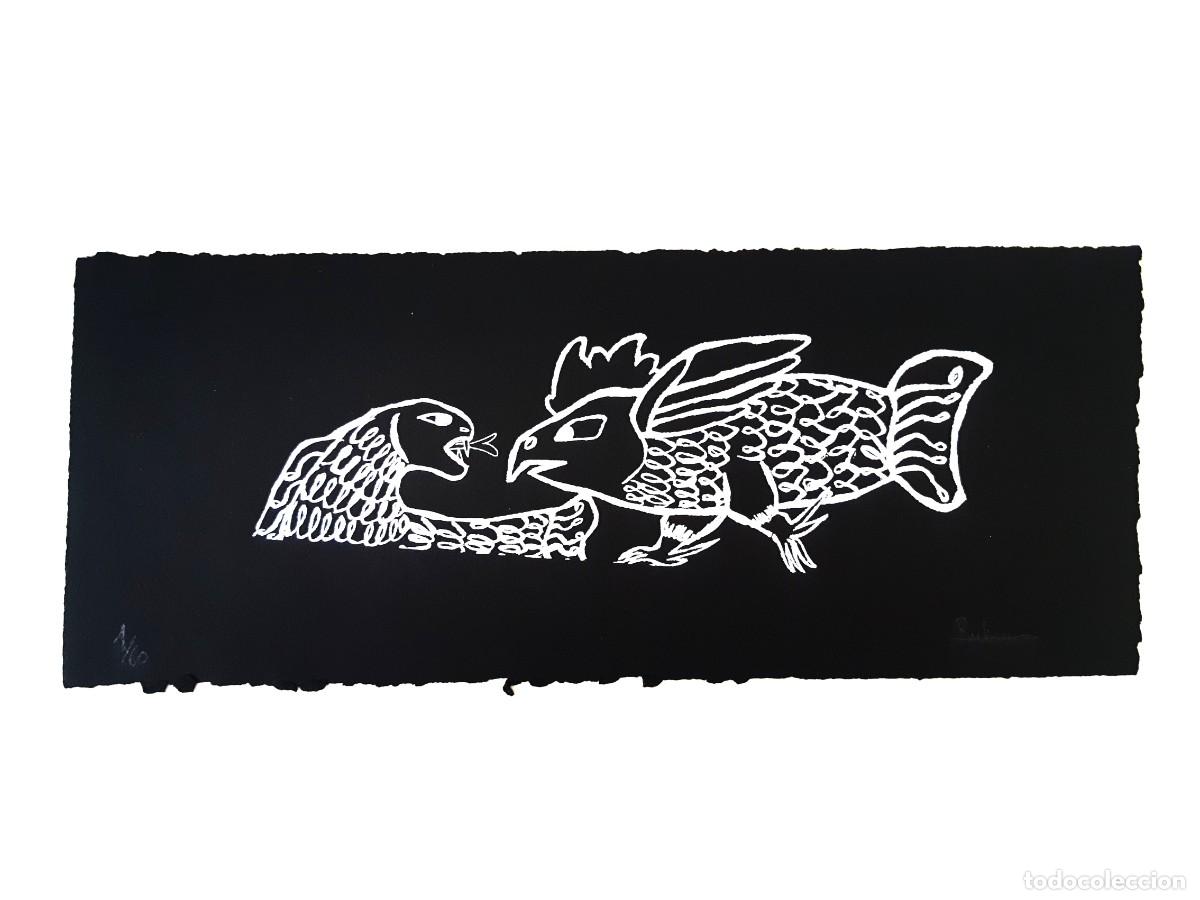 Arte: RUB&Eacute;N ZAMORA: 'LUCHA ENTRE EL &Aacute;GUILA Y LA SERPIENTE [M&Eacute;XICO]', SERIGRAF&Iacute;A / CARTULINA NEGRA, 2005