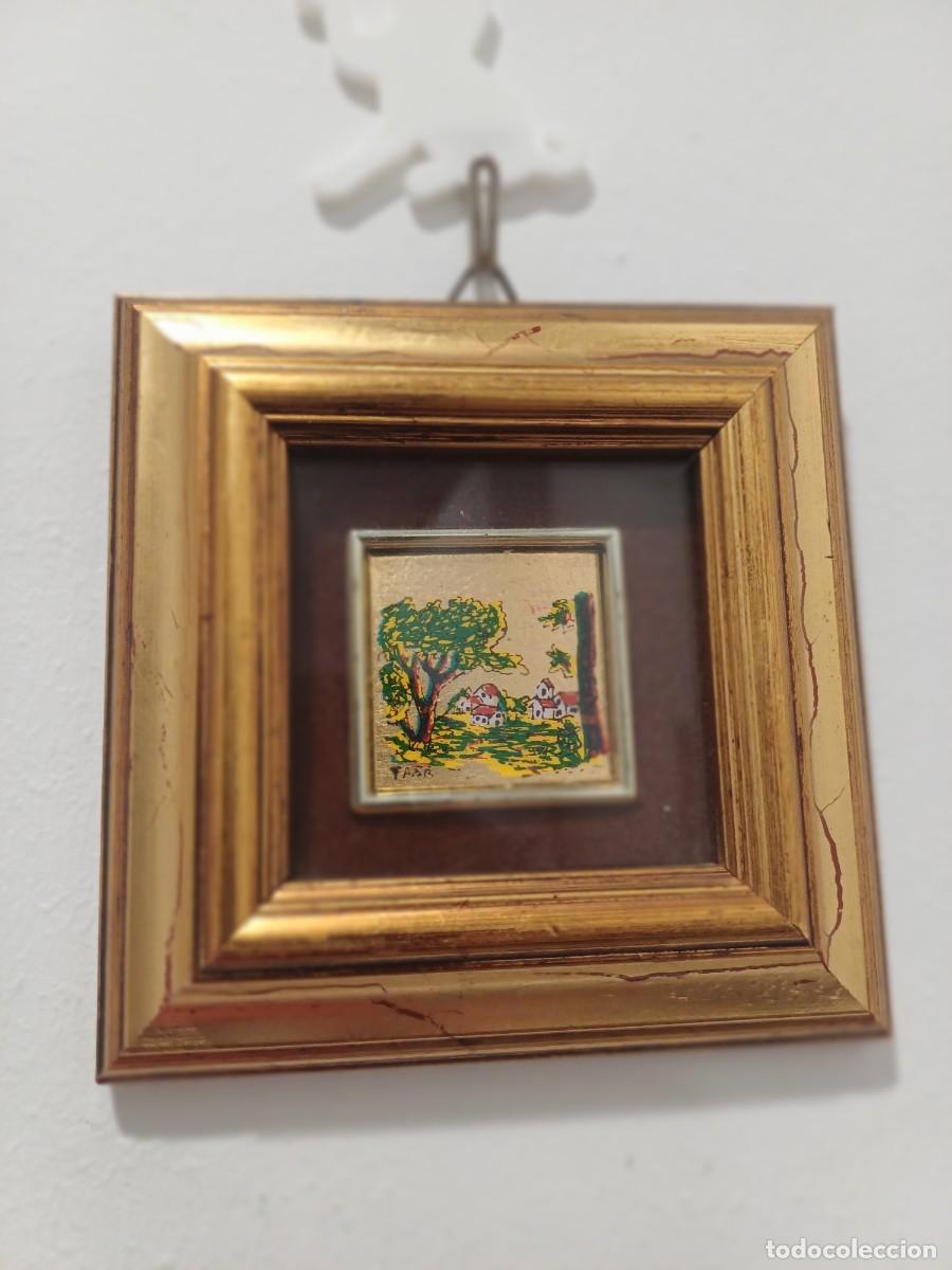 Arte: minicuadro - pintado a mano sobre Pan de Oro