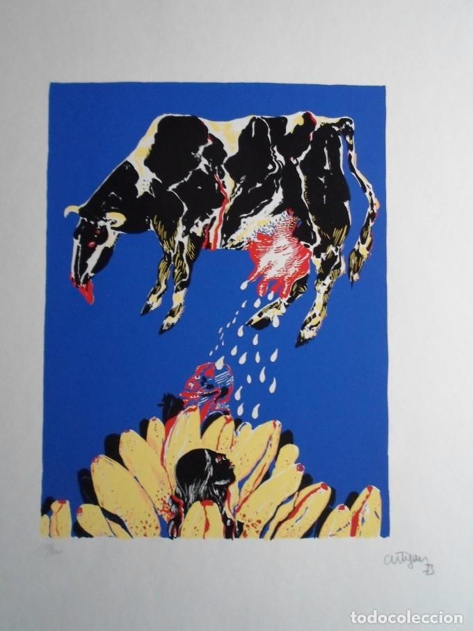 Arte: Francesc Artigau (Barcelona 1940) serigraf&iacute;a 1973 de 40x30 papel 70x50cms firma mano y num 110/300