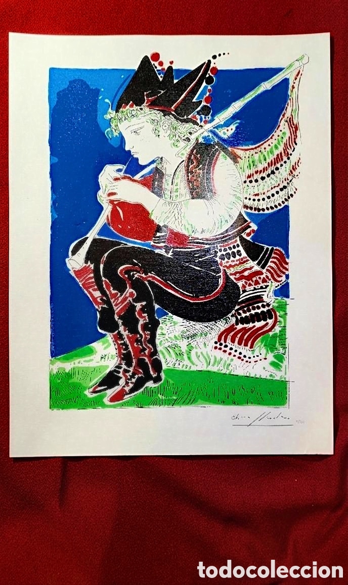 Arte: XAIME QUESSADA - serigraf&iacute;a original Firmada y (numerada 2 de 200 a l&aacute;piz ) Muchacho Gaiteiro&rdquo;