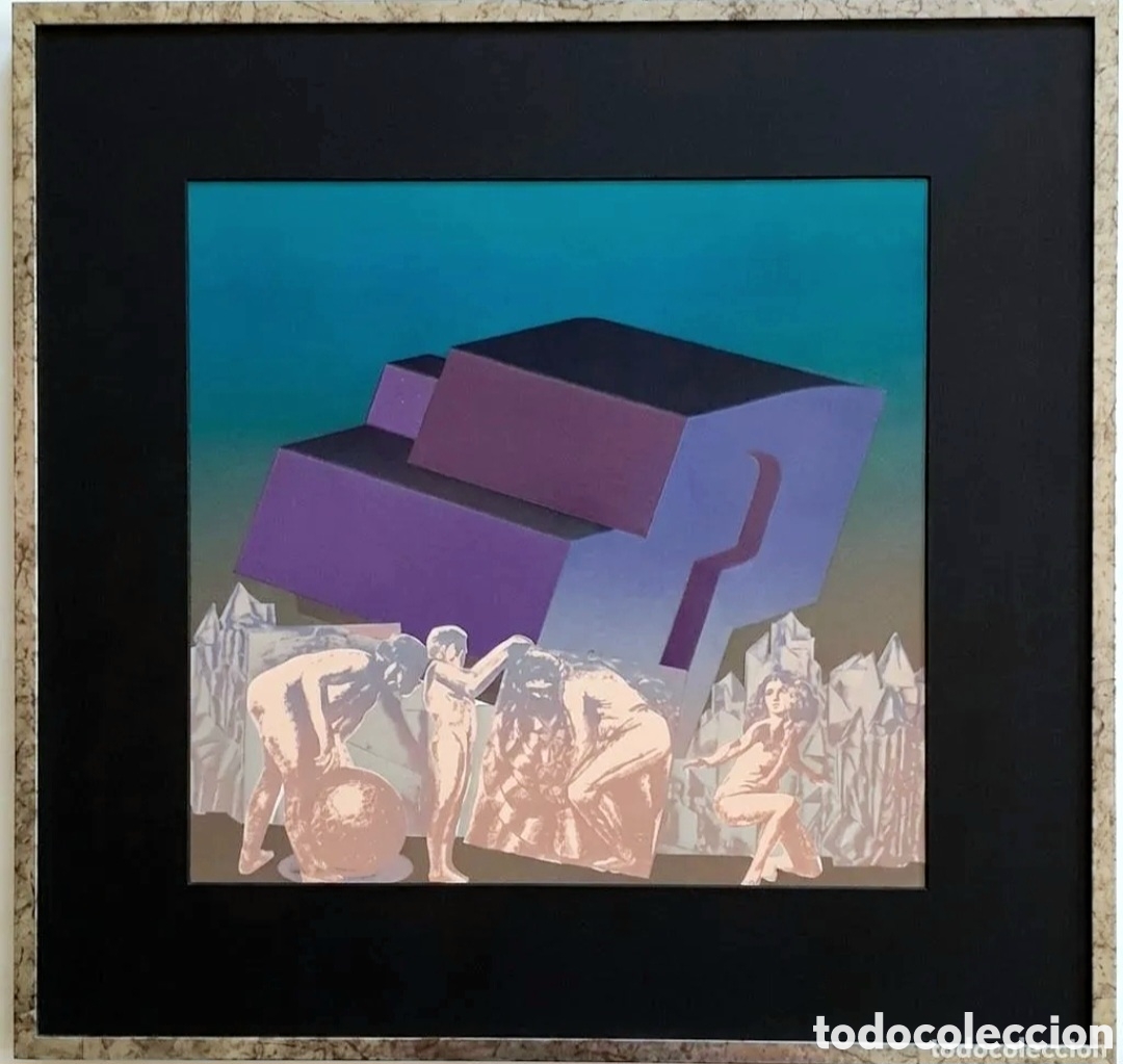 Arte: ALEGRE CREMADES (ALGINET,1939-GODELLA,2006) &rdquo;El Hombre y la M&aacute;quina&rdquo; serigraf&iacute;a H.C. firmada a l&aacute;piz