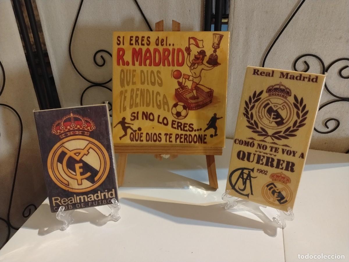 Arte: COLECCI&Oacute;N REAL MADRID 3 CARTELES EN MADERA
