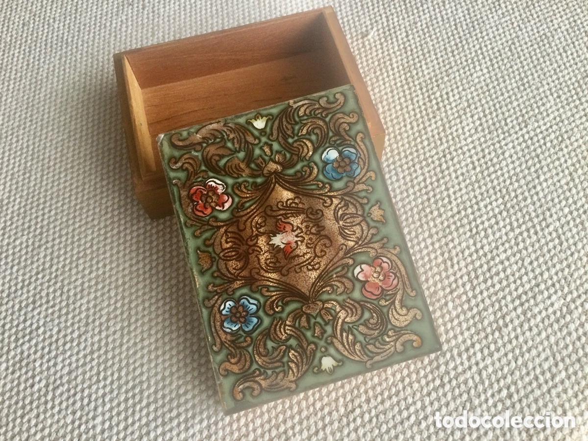 Arte: Caja de madera esmaltada con dibujos. Nueva - Foto 4