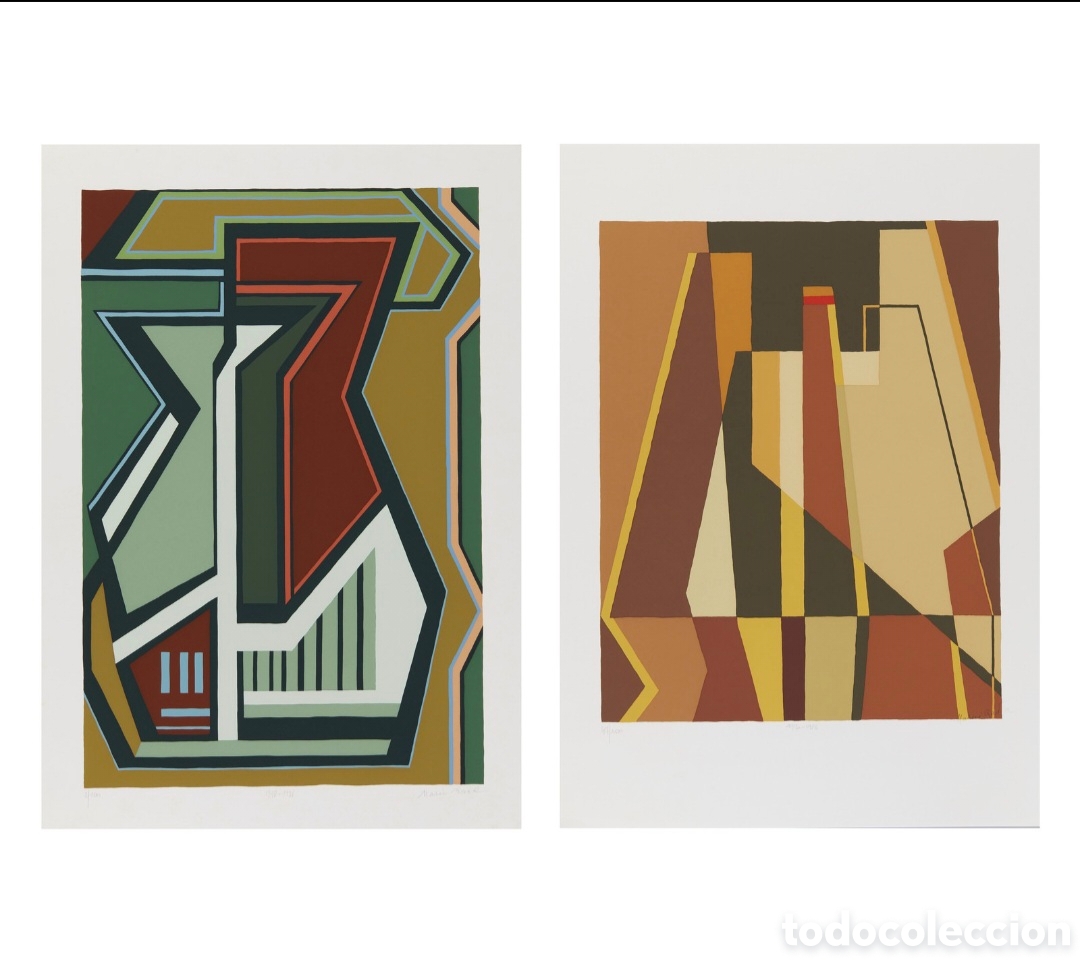 Arte: RADICE MARIO (1898-1987) COMPOSICI&Oacute;N A.N.F. Y COMPOSICI&Oacute;N R.S.Z.2. Dos Serigraf&iacute;as 69,50x49,50 cm