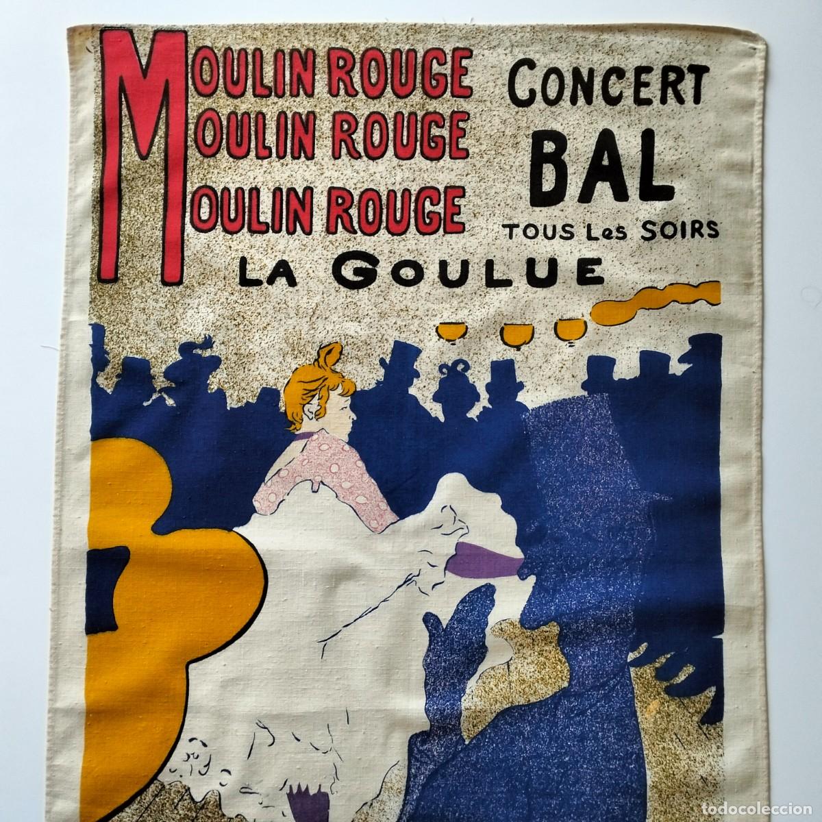 Kunst: LIENZO CON ESTAMPACION CUADRO TOULOUSE LAUTREC,MOULIN ROUGE. A&Ntilde;OS 70. FRANCIA