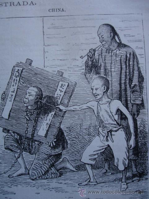 Arte: CHINA CASTIGO DEL CEPO  1874 - Foto 1