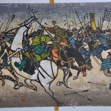 Arte: WOODCUT BATALLA ENTRE GENERALES DURANTE LA INVASION JAPONESA DEL XVI