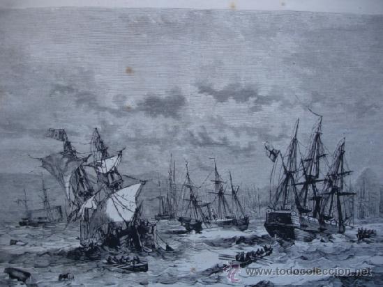 Arte: NAUFRAGIO CORBETA LA PACE EN SANTANDER MARINA 1874 - Foto 1