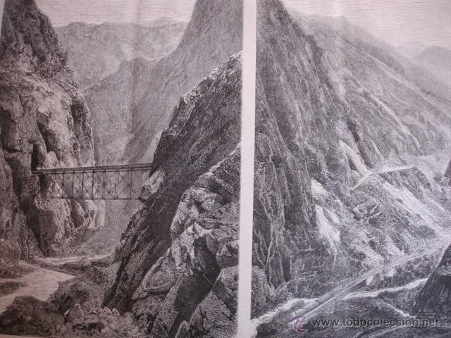 Arte: PERU FERROCARRIL A OROYA .GRABADO DE 1879 - Foto 1