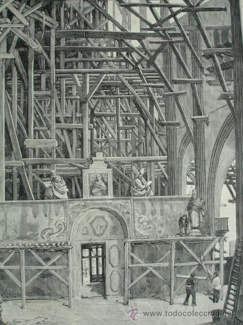 Arte: LEON OBRAS EN LA CATEDRAL.1879 - Foto 1