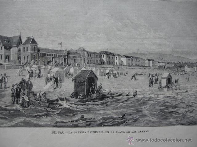 Arte: BILBAO PLAYA DE LAS ARENAS.1879 - Foto 1