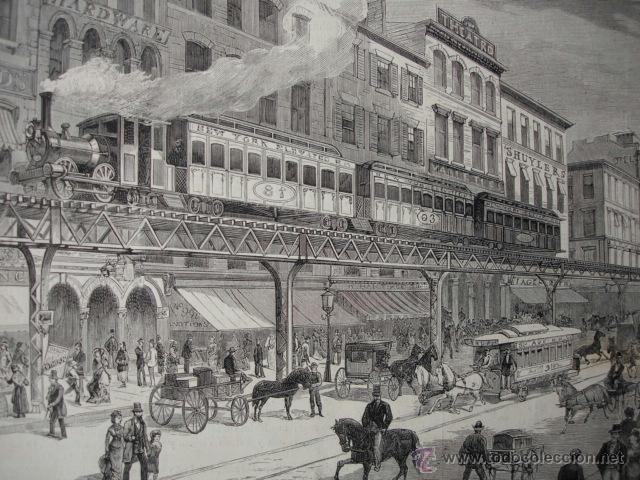 Arte: NUEVA YORK FERROCARRIL THIRD AVENUE 1879 - Foto 1