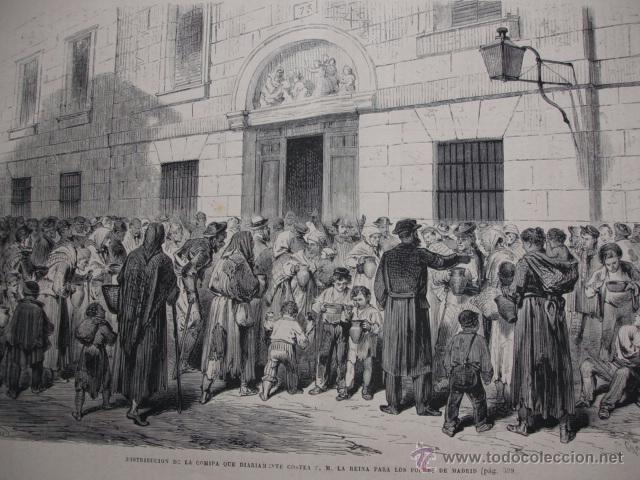 Arte: MADRID REPARTO COMIDA A LOS POBRES .A&Ntilde;O 1871 - Foto 1