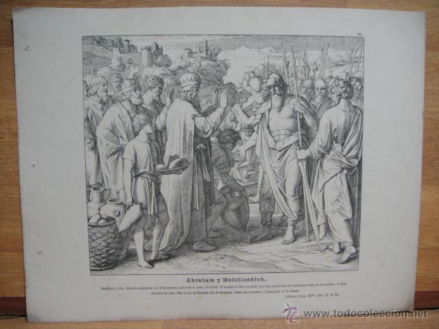 Arte: xilografia religiosa - abraham y melchisedech - Foto 1