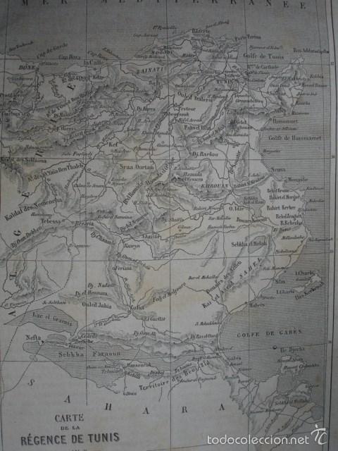 Arte: MAPA DE  TUNEZ A&Ntilde;O 1865 - Foto 1