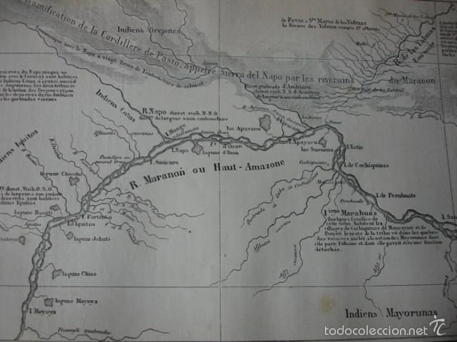 Arte: MAPA DEL MARA&Ntilde;ON O ALTO AMAZONAS PERU .A&Ntilde;O 1865 - Foto 1