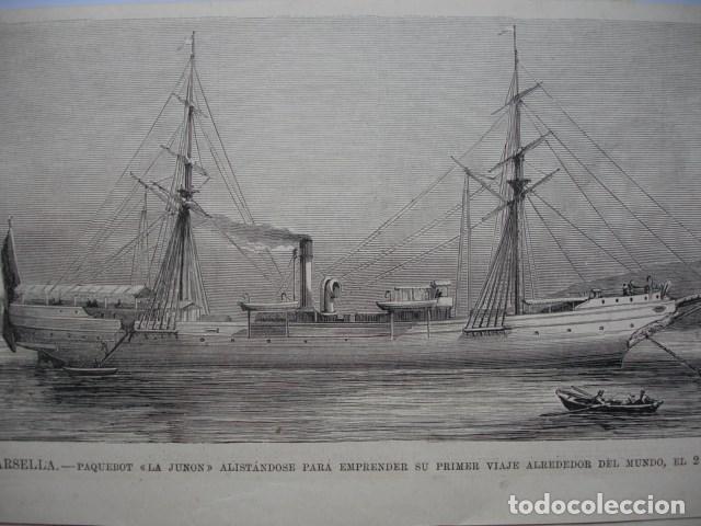 Arte: BUQUE LA JUNON MARINA.A&Ntilde;O 1878 - Foto 1