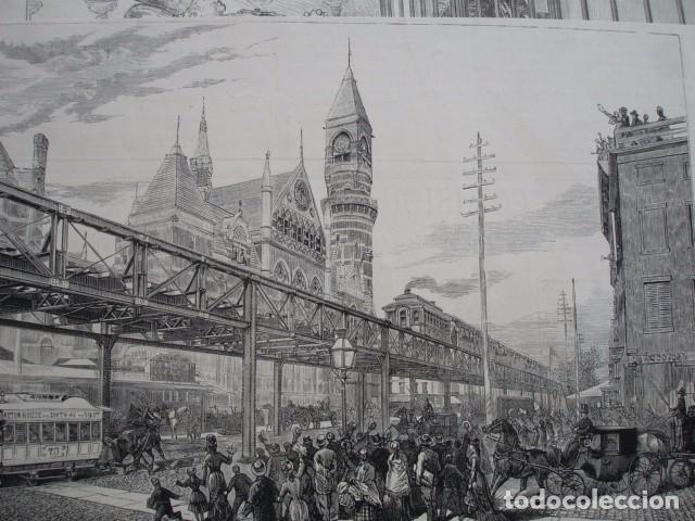 Arte: NUEVA YORK RERROCARRIL ELEVADO A&Ntilde;O 1878 - Foto 1