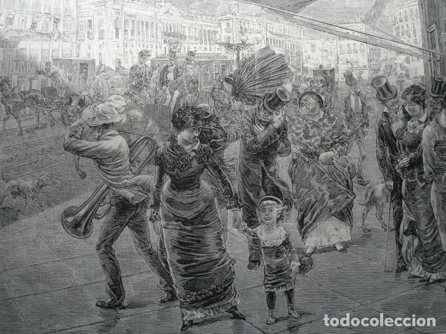 Arte: MADRID PUERTA DEL SOL CON VIENTO .A&Ntilde;O 1878 - Foto 1