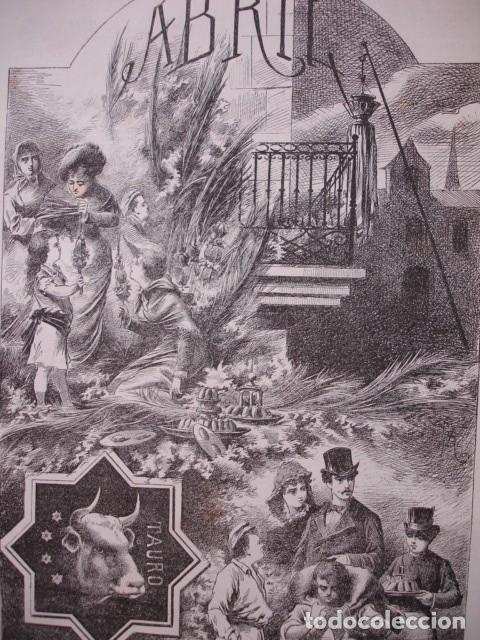 Arte: ALEGORIA MES DE ABRIL .A&Ntilde;O 1880 - Foto 1