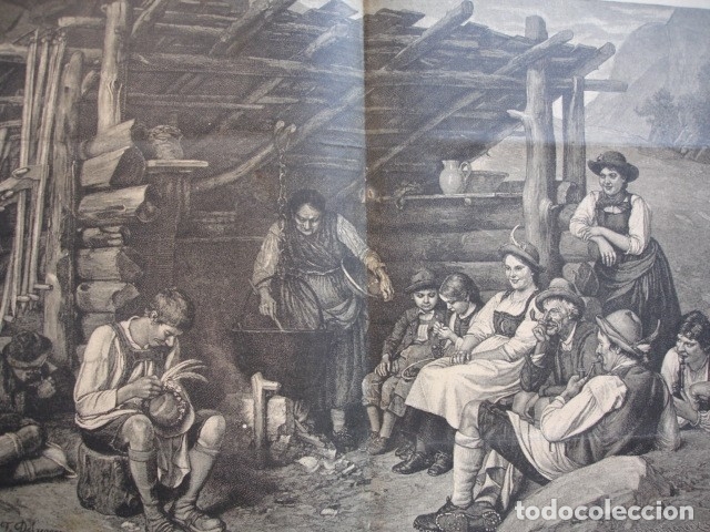 Arte: TARDE DEL DOMINGO.DEFREGGER  .A&Ntilde;O 1890 - Foto 1