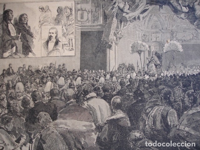 BUFALO BILL Y SUS INDIOS ANTE LEON XIII .AÑO 1890 (Arte - Xilografía)