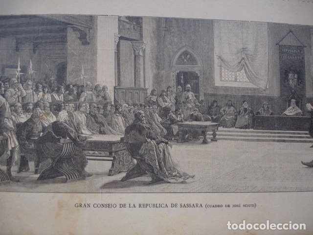 Arte: REPUBLICA DE SASSARA JOSE SCIUTI  A&Ntilde;O 1890 - Foto 1