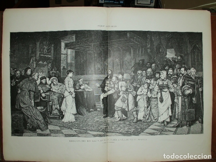 Arte: XILOGRAFIA: EMBAJADA DEL REY LADISLAO DE HUNGRIA A CARLOS Vll DE FRANCIA G-ILUSESP-001