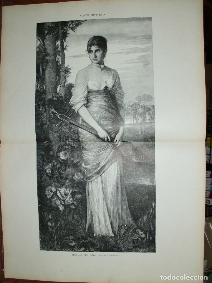 Arte: XILOGRAFIA: MUSICA PROFANA. CUADRO DE J. A. JAULBACH. ILUSTRACION ARTISITCA G-ILUSESP-004